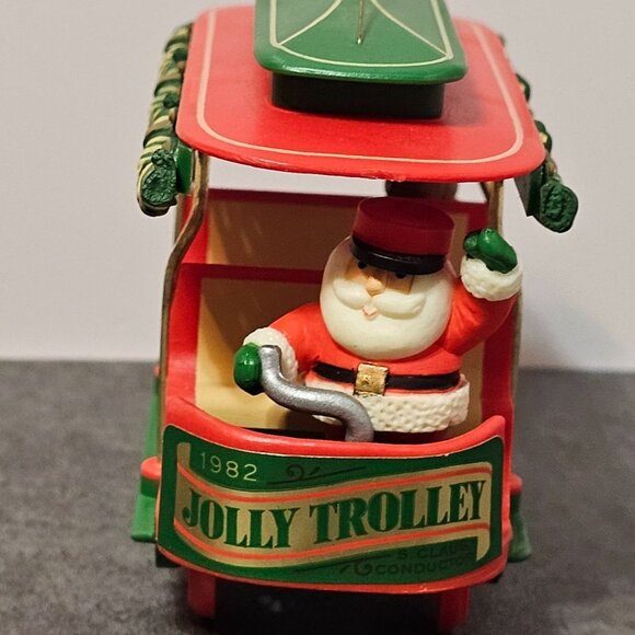 1982 Hallmark Keepsake Ornament Here Comes Santa Number 4  "Jolly Trolley" - Picture 5 of 8